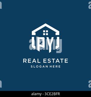 Letter PY logo for real estate with hexagon style vector graphic Stock Vector