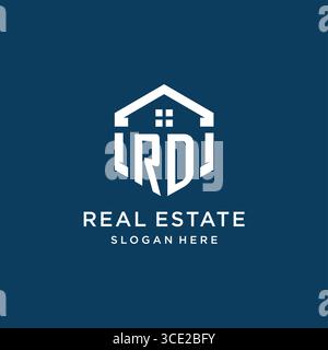 Letter RD logo for real estate with hexagon style vector graphic Stock Vector