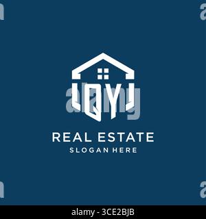 Letter QY logo for real estate with hexagon style vector graphic Stock Vector