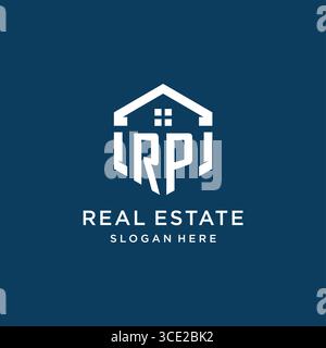 Letter RP logo for real estate with hexagon style vector graphic Stock Vector