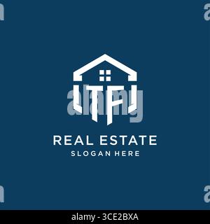 Letter TF logo for real estate with hexagon style vector graphic Stock Vector