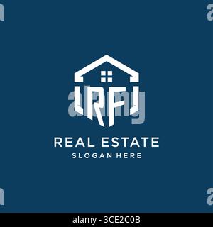 Letter RF logo for real estate with hexagon style vector graphic Stock Vector