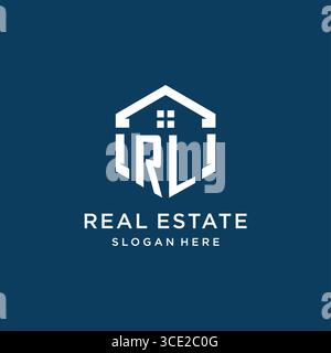 Letter RL logo for real estate with hexagon style vector graphic Stock Vector