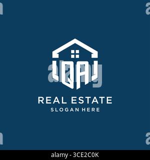 Letter QA logo for real estate with hexagon style vector graphic Stock Vector