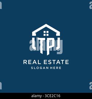 Letter TP logo for real estate with hexagon style vector graphic Stock Vector