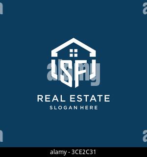 Letter SF logo for real estate with hexagon style vector graphic Stock Vector