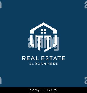 Letter TI logo for real estate with hexagon style vector graphic Stock Vector