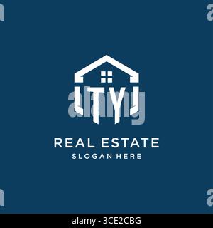 Letter TY logo for real estate with hexagon style vector graphic Stock Vector