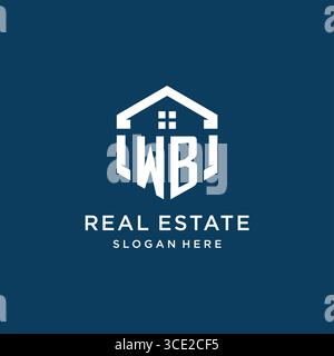 Letter WB logo for real estate with hexagon style vector graphic Stock Vector