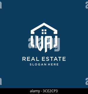 Letter VA logo for real estate with hexagon style vector graphic Stock Vector