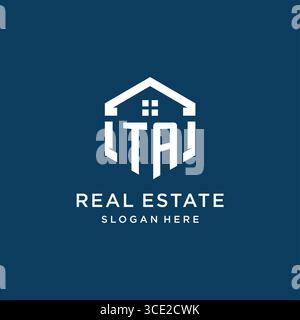 Letter TA logo for real estate with hexagon style vector graphic Stock Vector