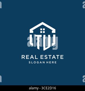Letter TU logo for real estate with hexagon style vector graphic Stock Vector
