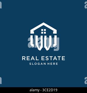 Letter VV logo for real estate with hexagon style vector graphic Stock Vector