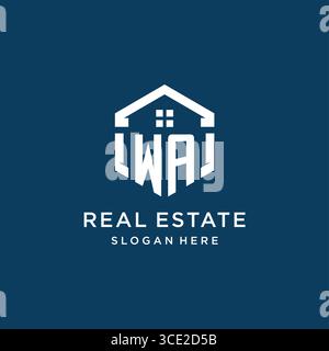 Letter WA logo for real estate with hexagon style vector graphic Stock Vector