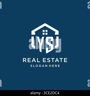 Letter YS logo for real estate with hexagon style vector graphic Stock Vector
