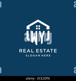 Letter WY logo for real estate with hexagon style vector graphic Stock Vector