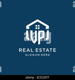Letter VP logo for real estate with hexagon style vector graphic Stock Vector