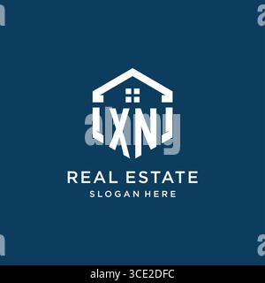 Letter XN logo for real estate with hexagon style vector graphic Stock Vector