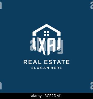Letter XA logo for real estate with hexagon style vector graphic Stock Vector