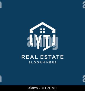 Letter YI logo for real estate with hexagon style vector graphic Stock Vector