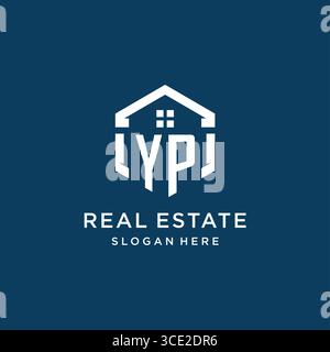 Letter YP logo for real estate with hexagon style vector graphic Stock Vector