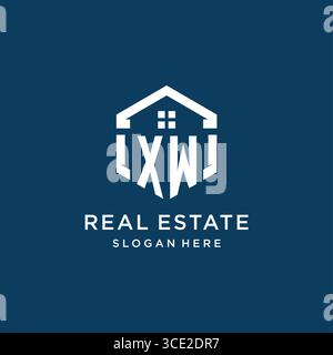 Letter XW logo for real estate with hexagon style vector graphic Stock Vector