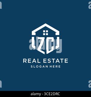 Letter ZC logo for real estate with hexagon style vector graphic Stock Vector