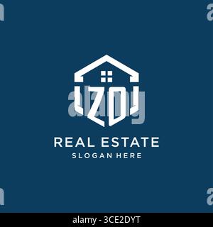 Letter ZO logo for real estate with hexagon style vector graphic Stock Vector
