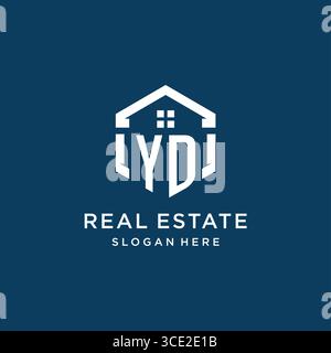 Letter YD logo for real estate with hexagon style vector graphic Stock Vector