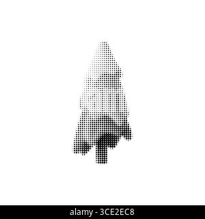 Snow-covered pine tree vector illustration in halftone black and white style. Minimal winter design for holiday cards, forest scenes, nature graphics Stock Vector