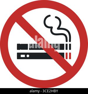 no smoking sign – red circle with diagonal line and cigarette icon, prohibition symbol Stock Vector