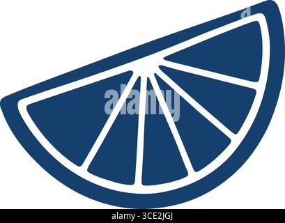 stylized blue citrus fruit slice with six segments and white lines in minimalist design Stock Vector