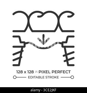Tooth replacement pixel perfect line icon Stock Vector