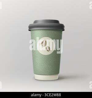 a realistic green takeout cup of coffee Stock Vector