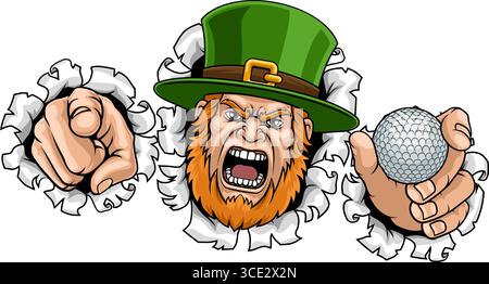 Leprechaun Celtic Irish Golf Ball Sports Mascot Stock Vector