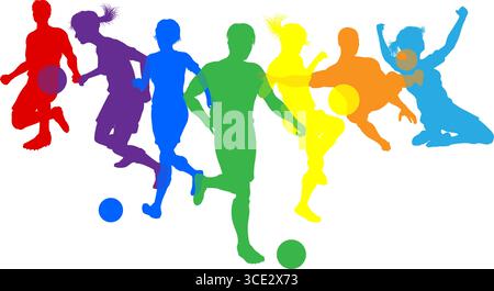Soccer Football Players Men Women Silhouettes Stock Vector Image & Art ...