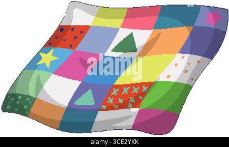 Vibrant patchwork design with geometric shapes and patterns in a dynamic, colorful composition. Ideal for creative projects and backgrounds Stock Vector