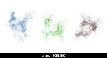 Watercolor spots, a set of blue, green and brown Watercolor illustration. Light, delicate watercolor and splashes of paint to create a natural natural Stock Photo