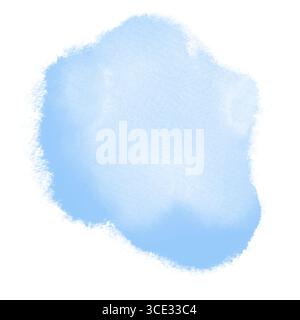 A spot of paint on watercolor paper, splashes and streaks.. Watercolor digital illustration. Blue watercolor textured background, isolated on a white Stock Photo