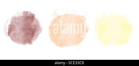 Watercolor spots, a set of autumn shades of leaves and fruits. Watercolor illustration. Light, delicate watercolor and splashes of paint to create a n Stock Photo