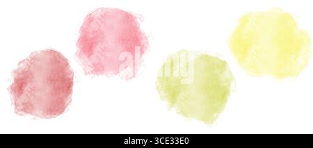 Watercolor spots, a set of autumn shades of leaves and fruits. Watercolor illustration. Light, delicate watercolor and splashes of paint to create a n Stock Photo