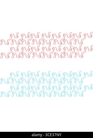 Red and Blue Seamless Wave Pattern Border Vector for Textile and Wallpaper Stock Vector