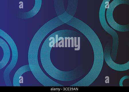 Abstract Blue Circular Lines Background Vector, Modern Geometric Wave Pattern Design Stock Vector