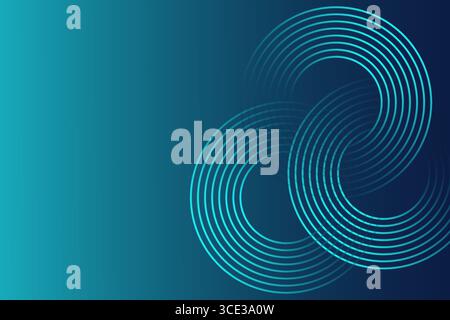 Abstract Blue Circular Lines Background Vector, Modern Geometric Wave Pattern Design Stock Vector