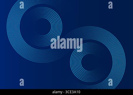 Abstract Blue Circular Lines Background Vector, Modern Geometric Wave Pattern Design Stock Vector