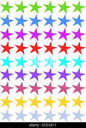 Colorful Seamless Stars Pattern Vector for Wallpaper, Textile, Wrapping Paper, and Decoration Stock Vector
