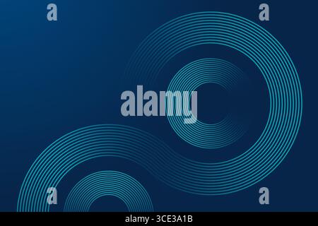 Abstract Blue Circular Lines Background Vector, Modern Geometric Wave Pattern Design Stock Vector