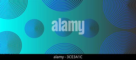 Abstract Blue Circular Lines Background Vector, Modern Geometric Wave Pattern Design Stock Vector