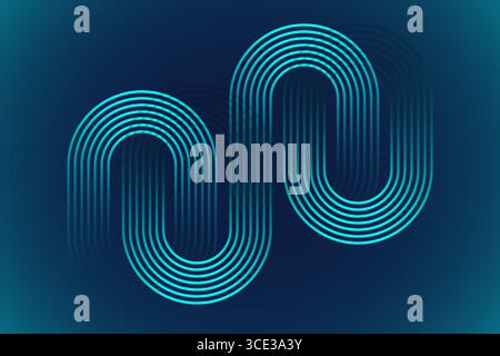Abstract Blue Circular Lines Background Vector, Modern Geometric Wave Pattern Design Stock Vector