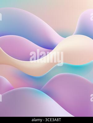 abstract pastel background with fluid waves and smooth gradient tones in lavender, peach and light blue creating a serene modern wallpaper for digital Stock Vector